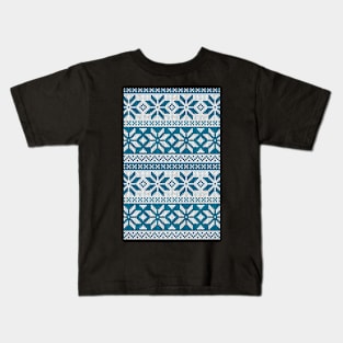 Blue Crochet Pattern Kids T-Shirt